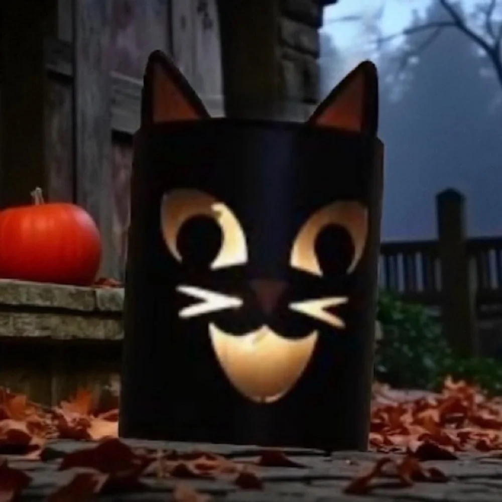 Black Cat Metal Teal Light Candle Holders Set of 3 Halloween Luminaries Decor